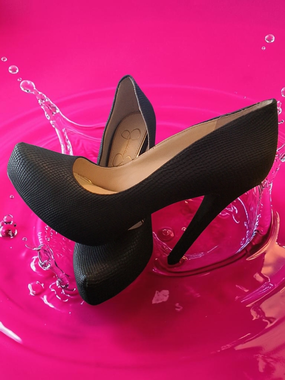 Jessica Simpson Black Textured Platform Stiletto Pumps Womens Shoes Size 6.5